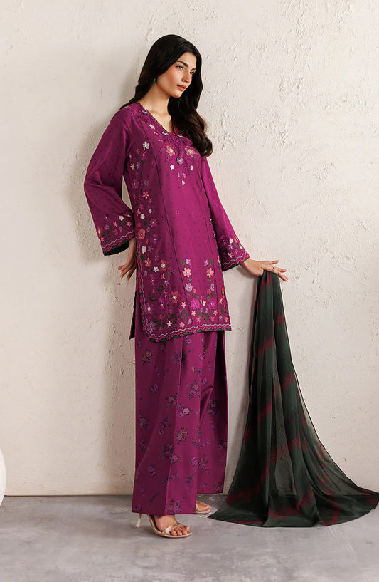 Iznik Festive Embroidered Lawn Unstitched 3 Piece Suit - IBE-01 - IZN26FSL - Pink - Summer Collection