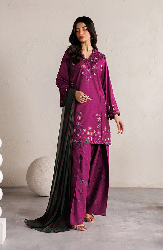 Iznik Festive Embroidered Lawn Unstitched 3 Piece Suit - IBE-01 - IZN26FSL - Pink - Summer Collection