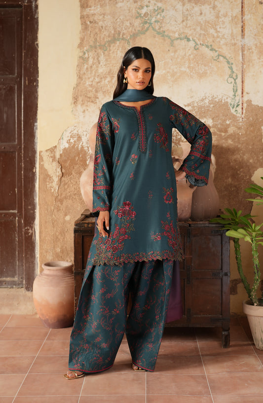 Iznik Pre Fall Embroidered Linen Unstitched 3 Piece Suit - IPF-01 - IZN25PFL - Blue - Winter Collection