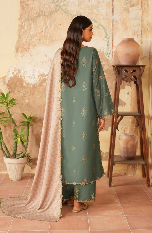Iznik Pre Fall Embroidered Linen Unstitched 3 Piece Suit - IPF-05 - IZN25PFL - Green - Winter Collection
