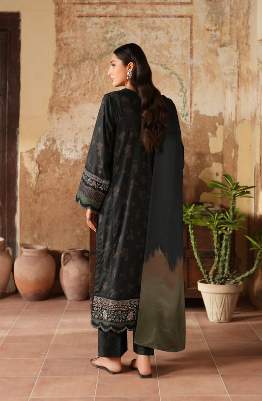 Iznik Pre Fall Embroidered Linen Unstitched 3 Piece Suit - IPF-06 - IZN25PFL - Black - Winter Collection