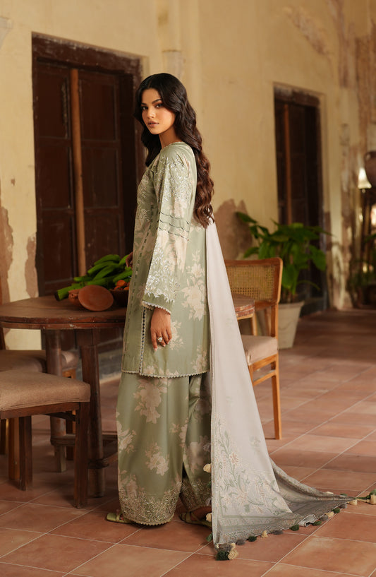 Iznik Pre Fall Embroidered Linen Unstitched 3 Piece Suit - IPF-08 - IZN25PFL - Green - Winter Collection