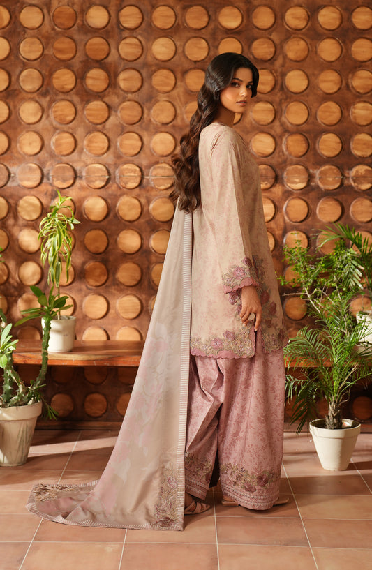 Iznik Pre Fall Embroidered Linen Unstitched 3 Piece Suit - IPF-09 - IZN25PFL - Pink - Winter Collection
