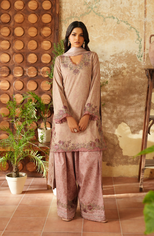 Iznik Pre Fall Embroidered Linen Unstitched 3 Piece Suit - IPF-09 - IZN25PFL - Pink - Winter Collection
