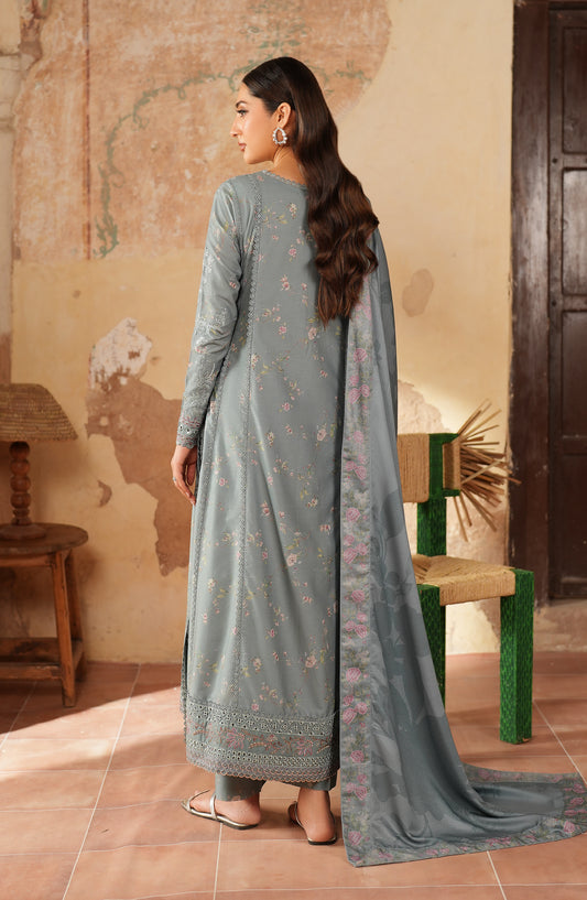 Iznik Pre Fall Embroidered Linen Unstitched 3 Piece Suit - IPF-10 - IZN25PFL - Grey - Winter Collection