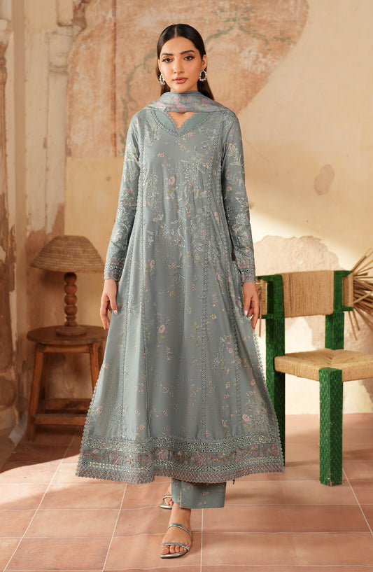 Iznik Pre Fall Embroidered Linen Unstitched 3 Piece Suit - IPF-10 - IZN25PFL - Grey - Winter Collection