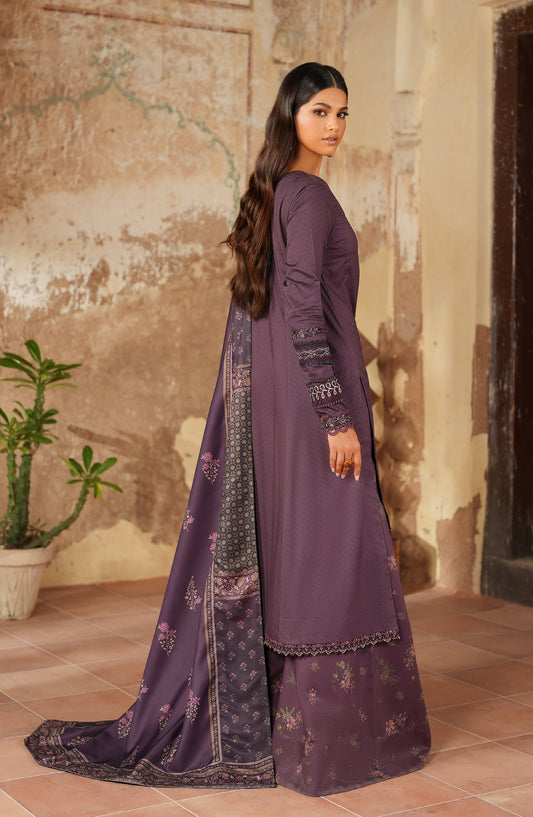 Iznik Pre Fall Embroidered Linen Unstitched 3 Piece Suit - IPF-11 - IZN25PFL - Purple - Winter Collection