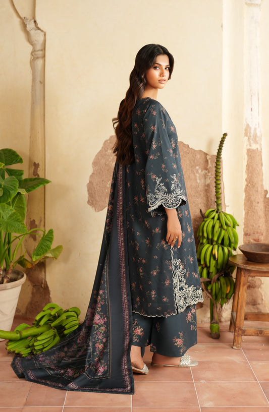 Iznik Pre Fall Embroidered Linen Unstitched 3 Piece Suit - IPF-12 - IZN25PFL - Blue - Winter Collection