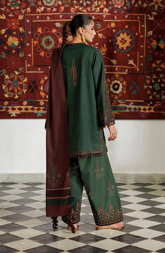 Iznik Pre Fall Embroidered Viscose Linen Unstitched 3 Piece Suit - IPF-32 - IZN26PF - Emerald Green - Winter Collection