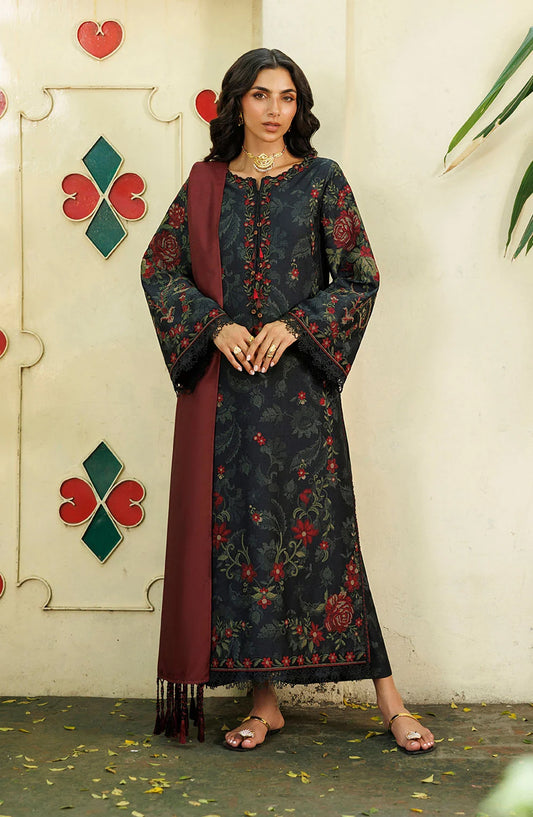Iznik Pre Fall Embroidered Viscose Linen Unstitched 3 Piece Suit - IPF-31 - IZN26PF - Black - Winter Collection