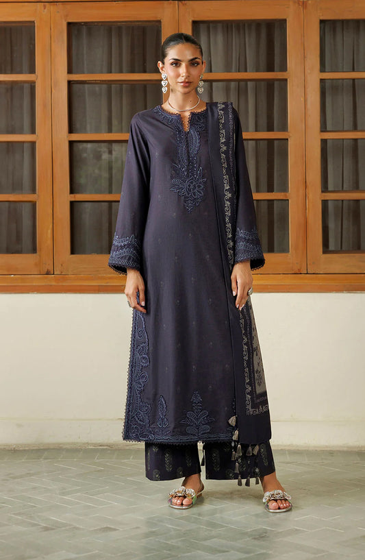 Iznik Pre Fall Embroidered Viscose Linen Unstitched 3 Piece Suit - IPF-30 - IZN26PF - Indigo - Winter Collection