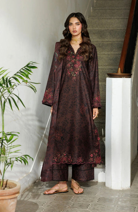 Iznik Pre Fall Embroidered Viscose Linen Unstitched 3 Piece Suit - IPF-29 - IZN26PF - Burgundy - Winter Collection