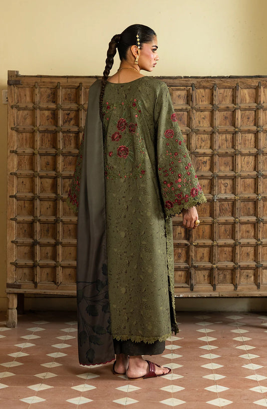 Iznik Pre Fall Embroidered Viscose Linen Unstitched 3 Piece Suit - IPF-27 - IZN26PF - Olive Green - Winter Collection
