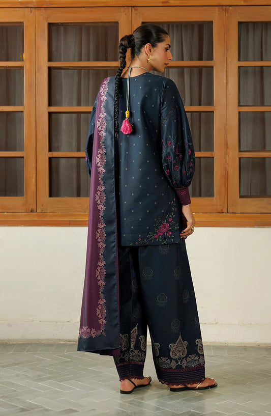 Iznik Pre Fall Embroidered Viscose Linen Unstitched 3 Piece Suit - IPF-26 - IZN26PF - Navy Blue - Winter Collection