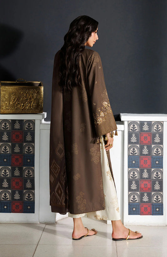 Iznik Pre Fall Embroidered Viscose Linen Unstitched 3 Piece Suit - IPF-25 - IZN26PF - Brown - Winter Collection
