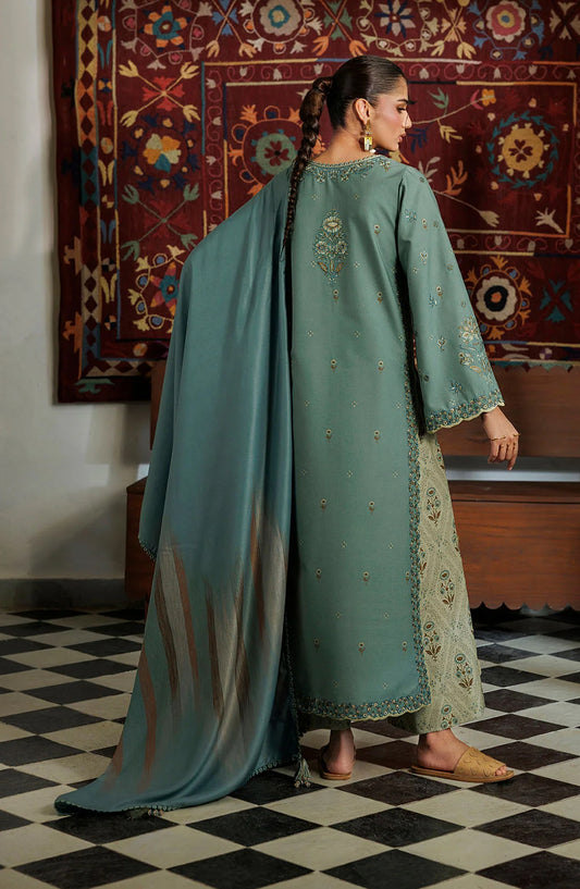 Iznik Pre Fall Embroidered Viscose Linen Unstitched 3 Piece Suit - IPF-24 - IZN26PF - Dusty Slate Blue - Winter Collection