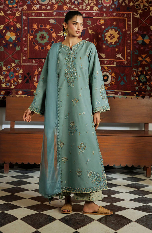 Iznik Pre Fall Embroidered Viscose Linen Unstitched 3 Piece Suit - IPF-24 - IZN26PF - Dusty Slate Blue - Winter Collection