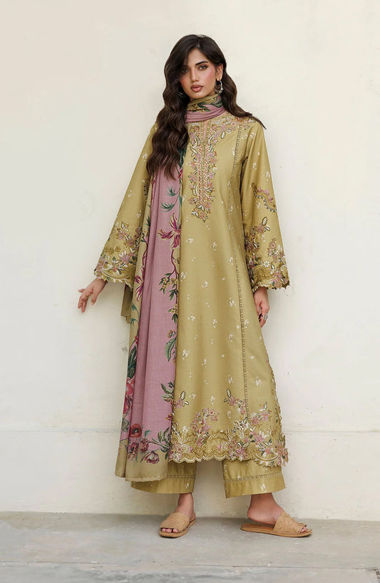 Iznik Pre Fall Embroidered Viscose Linen Unstitched 3 Piece Suit - IPF-23 - IZN26PF - Mustard - Winter Collection