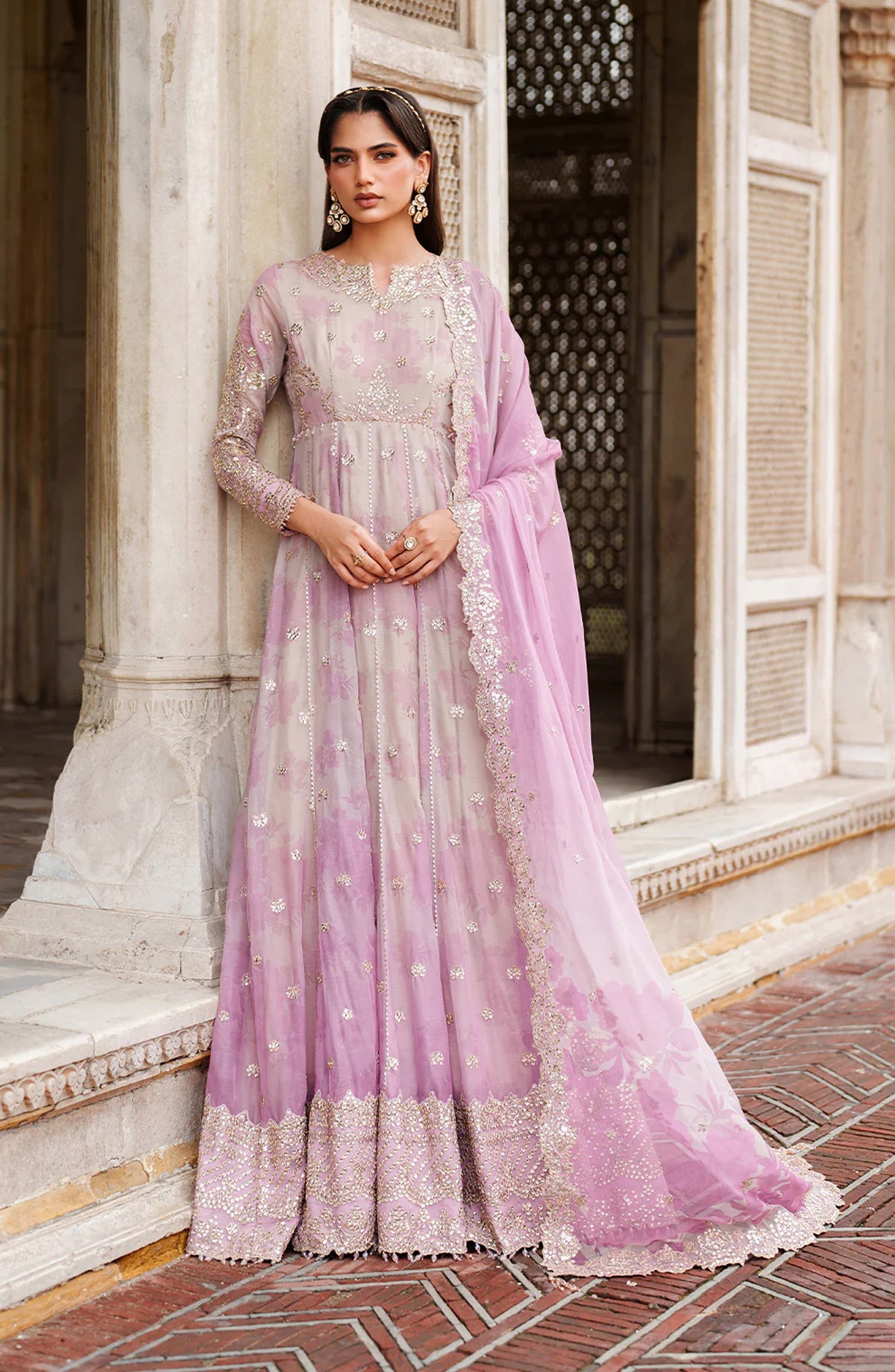 Iznik Embroidered Chiffon Unstitched 3 Piece Suit - UE-555 - IZN25PRF - Pink - Formals Collection