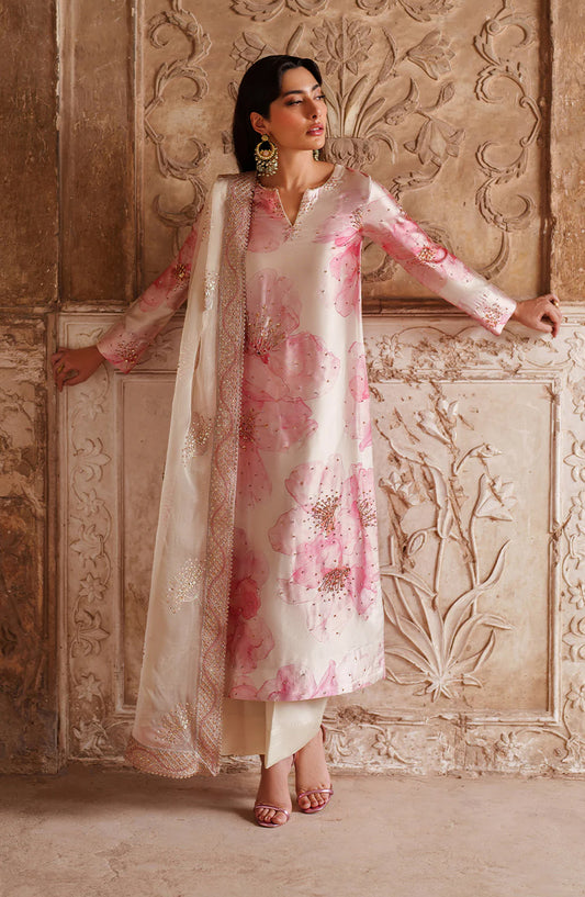 Iznik Embroidered Charmeuse Unstitched 3 Piece Suit - UE-547 - IZN25PRF - Pink - Formals Collection