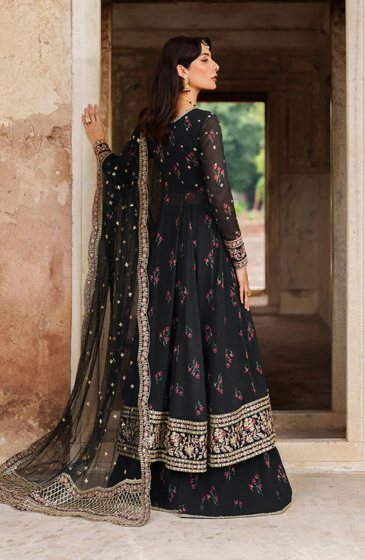 Iznik Embroidered Chiffon Unstitched 3 Piece Suit - UE-550 - IZN25PRF - Black - Formals Collection