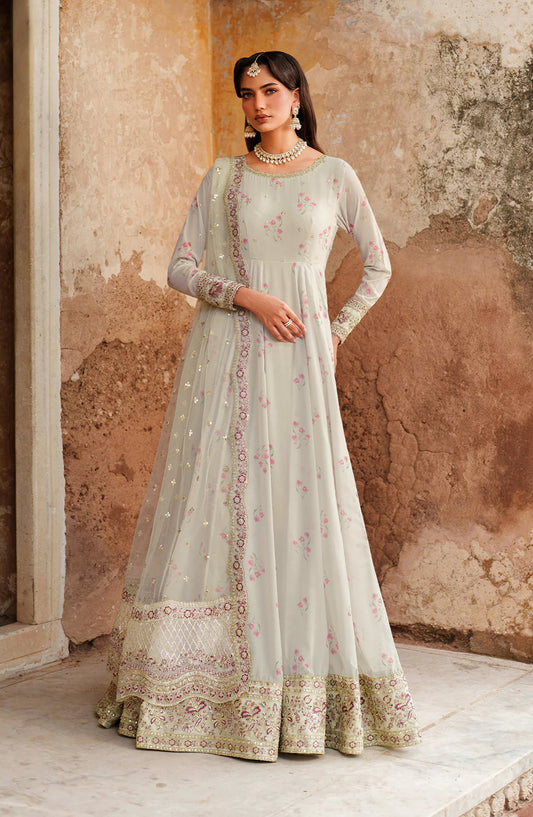 Iznik Embroidered Chiffon Unstitched 3 Piece Suit - UE-551 - IZN25PRF - Grey - Formals Collection