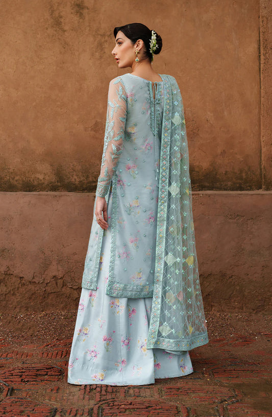 Iznik Embroidered Net Unstitched 3 Piece Suit - UE-535 - IZN25PRF - Blue - Formals Collection