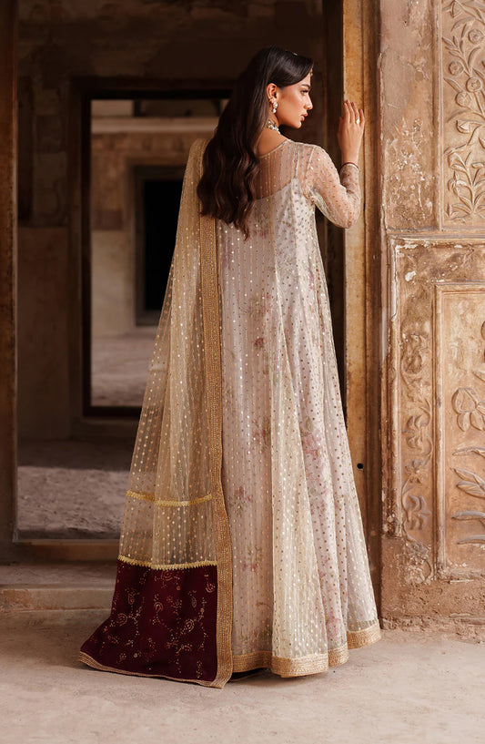 Iznik Embroidered Net Unstitched 3 Piece Suit - UE-548 - IZN25PRF - Grey - Formals Collection