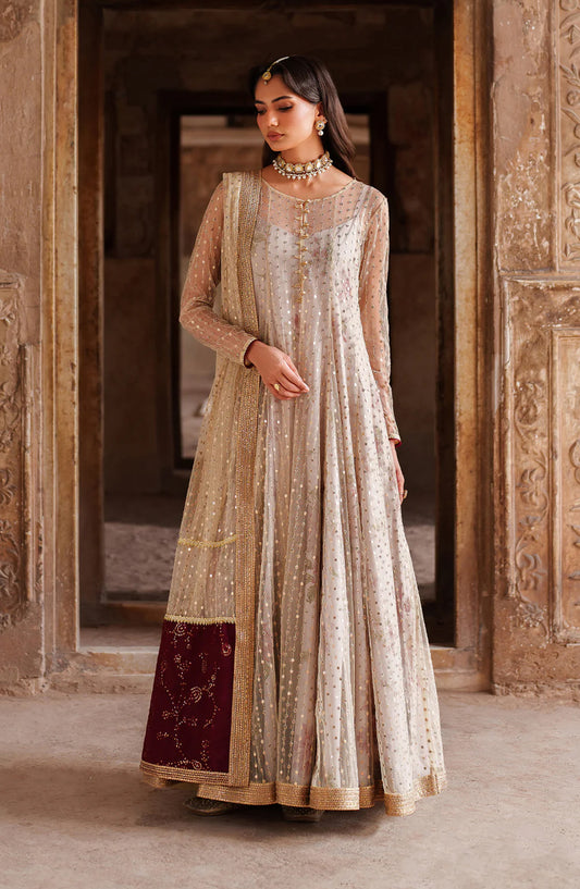 Iznik Embroidered Net Unstitched 3 Piece Suit - UE-548 - IZN25PRF - Grey - Formals Collection