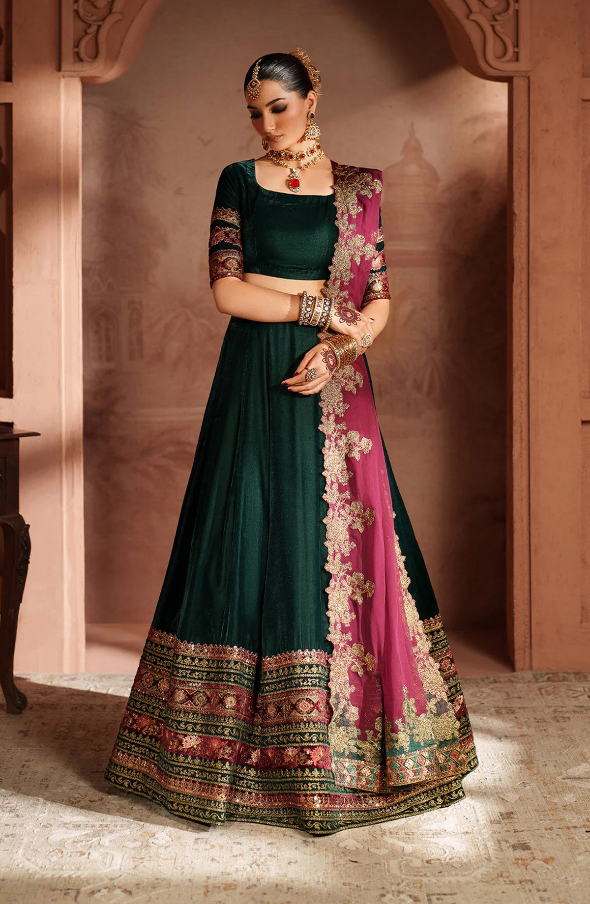 Iznik Raagni Formals Embroidered Velvet Unstitched 3 Piece Suit - IV-65 - IZN25RGN - Green - Winter Collection