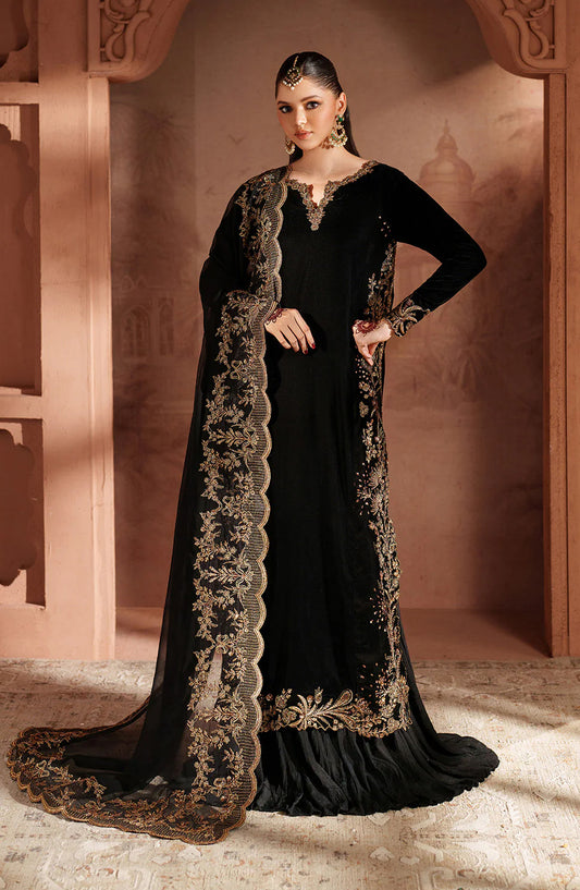 Iznik Raagni Formals Embroidered Velvet Unstitched 3 Piece Suit - IV-62 - IZN25RGN - Black - Winter Collection