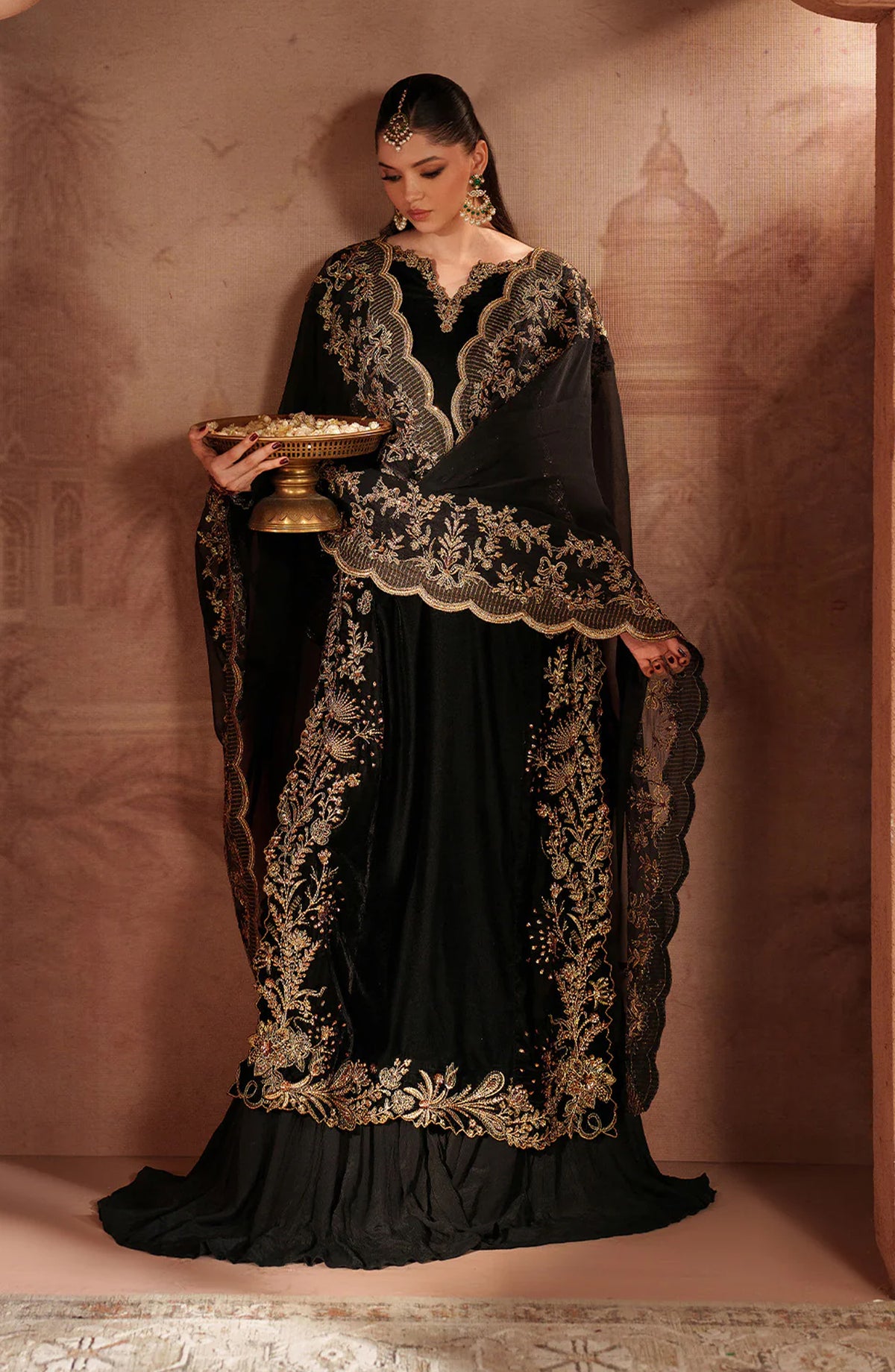 Iznik Raagni Formals Embroidered Velvet Unstitched 3 Piece Suit - IV-62 - IZN25RGN - Black - Winter Collection