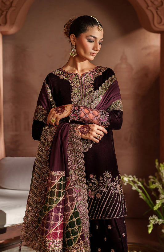 Iznik Raagni Formals Embroidered Velvet Unstitched 3 Piece Suit - IV-61 - IZN25RGN - Purple - Winter Collection