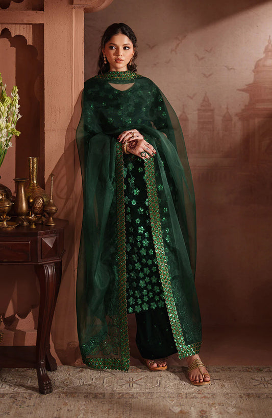 Iznik Raagni Formals Embroidered Velvet Unstitched 3 Piece Suit - IV-60 - IZN25RGN - Green - Winter Collection