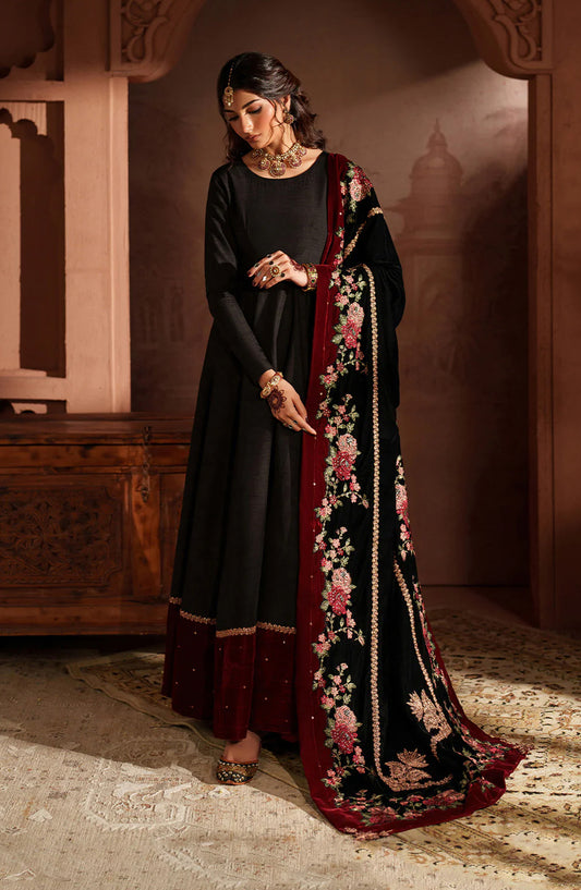 Iznik Raagni Formals Embroidered Raw Silk Unstitched 3 Piece Suit - IV-59 - IZN25RGN - Black - Winter Collection