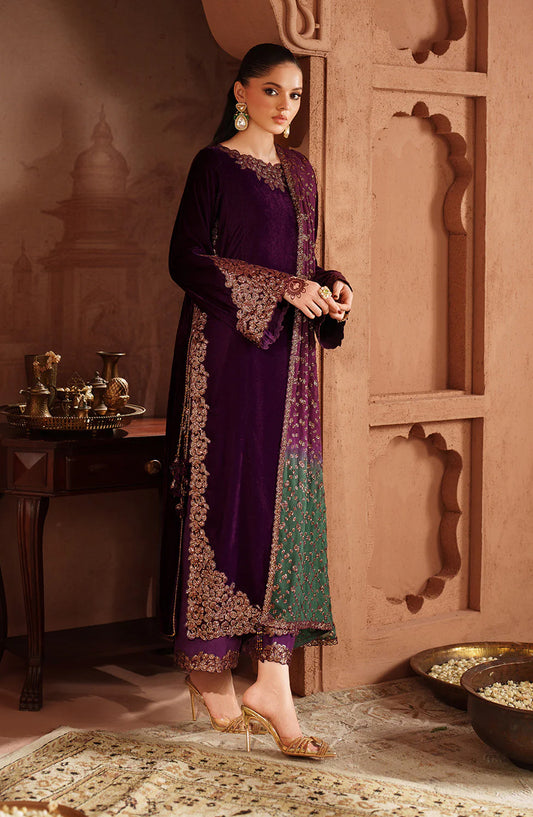 Iznik Raagni Formals Embroidered Velvet Unstitched 3 Piece Suit - IV-57 - IZN25RGN - Purple - Winter Collection