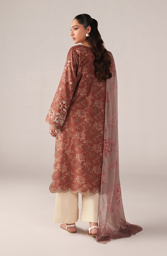 Iznik Embroidered Lawn Unstitched 3 Piece Suit - SS-02 - IZN26SP - Rust - Spring Summer Collection