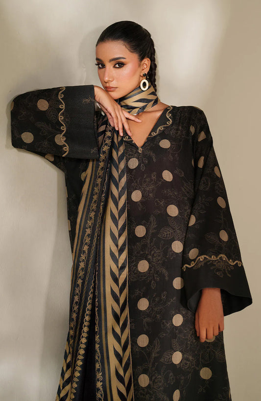 Iznik Embroidered Khaddar Unstitched 3 Piece Suit - UE-571 - IZN25KHD - Black - Winter Collection