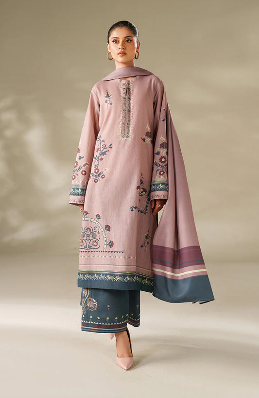 Iznik Embroidered Khaddar Unstitched 3 Piece Suit - UE-569 - IZN25KHD - Tea Rose - Winter Collection