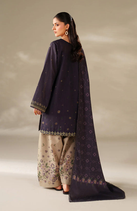 Iznik Embroidered Khaddar Unstitched 3 Piece Suit - UE-568 - IZN25KHD - Exotic Purple - Winter Collection