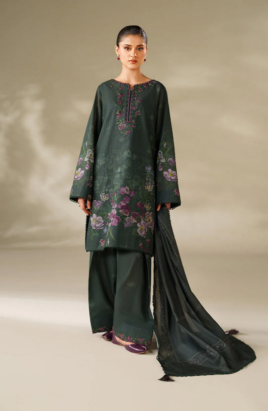 Iznik Embroidered Khaddar Unstitched 3 Piece Suit - UE-567 - IZN25KHD - Dusty Teal green - Winter Collection