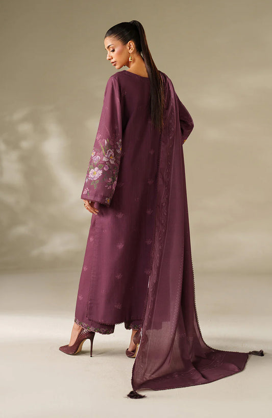 Iznik Embroidered Khaddar Unstitched 3 Piece Suit - UE-566 - IZN25KHD - Italian Plum - Winter Collection