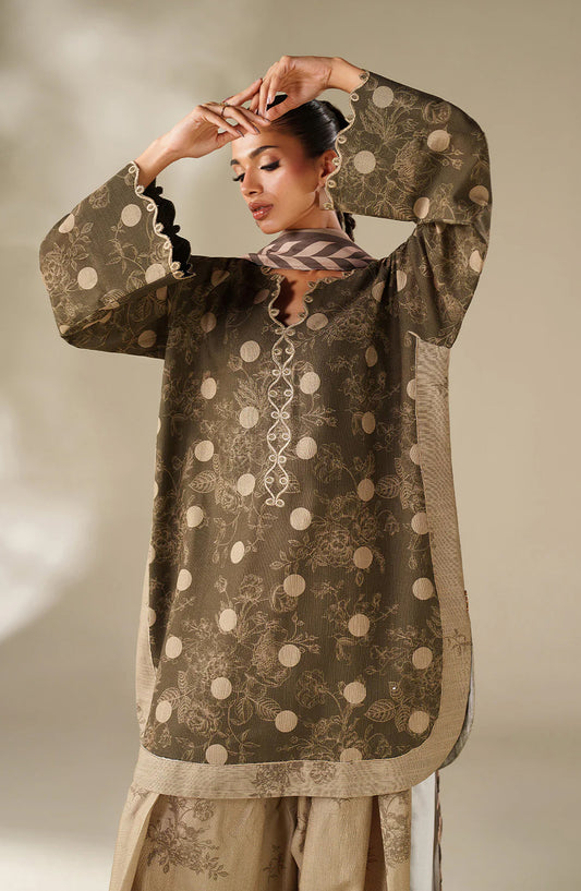 Iznik Embroidered Khaddar Unstitched 3 Piece Suit - UE-565 - IZN25KHD - Olive Branch - Winter Collection