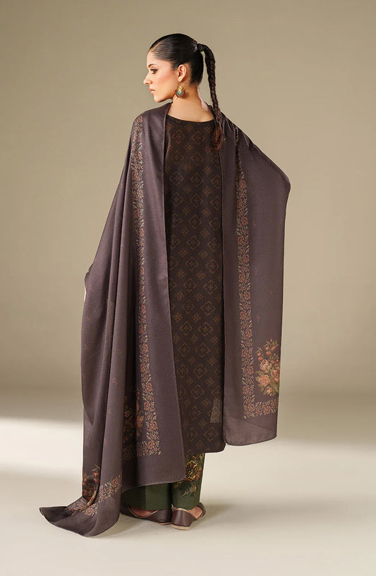 Iznik Embroidered Khaddar Unstitched 3 Piece Suit - UE-564 - IZN25KHD - Cocoa Brown - Winter Collection