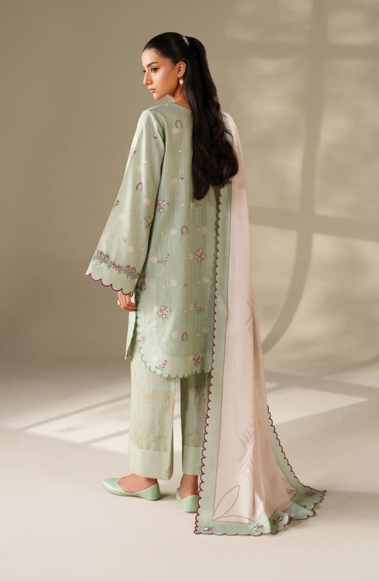 Iznik Embroidered Khaddar Unstitched 3 Piece Suit - UE-563 - IZN25KHD - Mint Green - Winter Collection
