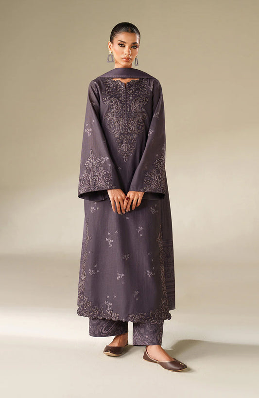 Iznik Embroidered Khaddar Unstitched 3 Piece Suit - UE-558 - IZN25KHD - Grape Thistle - Winter Collection