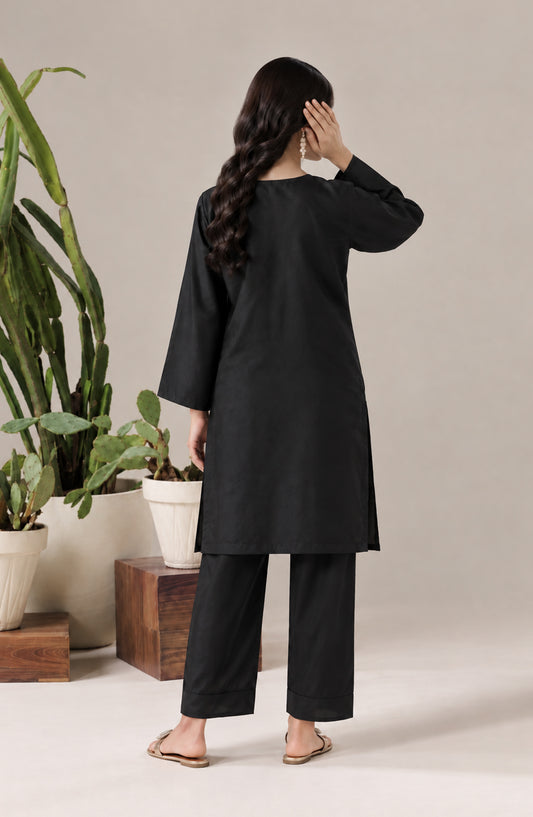 Jannah Noe by Amna Khadija Embroidered Silk Stitched 2 Piece Co-ord Set - JNLS-12 - AM26HON - Black - Summer Collection