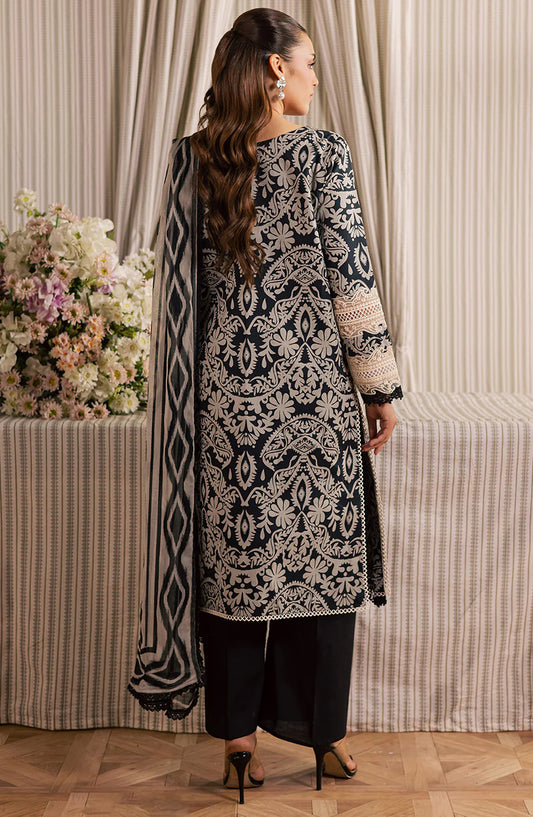 Jahaan by Mahnur Embroidered Lawn Unstitched 3 Piece Suit - MJ-09 - MH26JHN - Black - Summer Collection