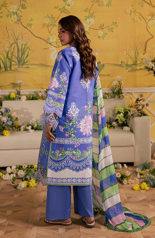 Jahaan by Mahnur Embroidered Lawn Unstitched 3 Piece Suit - MJ-08 - MH26JHN - Blue - Summer Collection