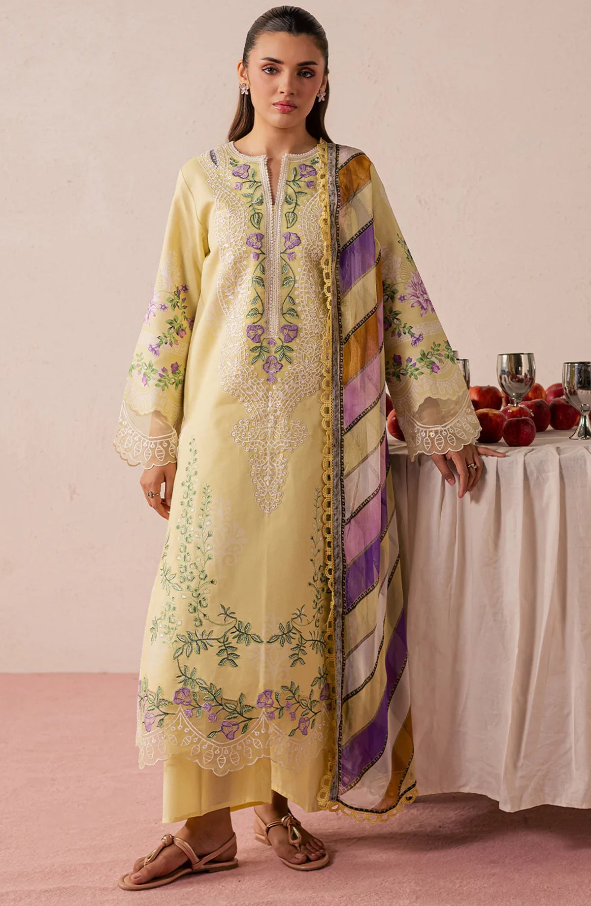 Jahaan by Mahnur Embroidered Lawn Unstitched 3 Piece Suit - MJ-07 - MH26JHN - Yellow - Summer Collection